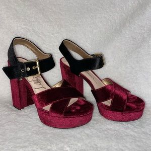 Red/Black Velvet Heels